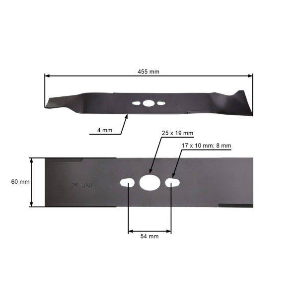 Žací nůž 45,5 cm (18") pro motorové sekačky NAC Ryobi (OEM 2014/70130350 5131027797 S461VH-6-02 5131033997)
