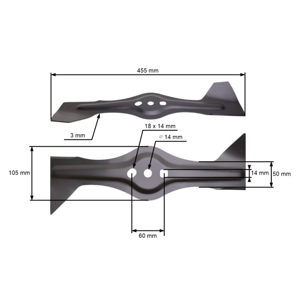 Žací nůž 45,5 cm (18") se sběrem pro motorové sekačky Hecht Avenberg Fieldmann Vega (OEM 50G3510000000)