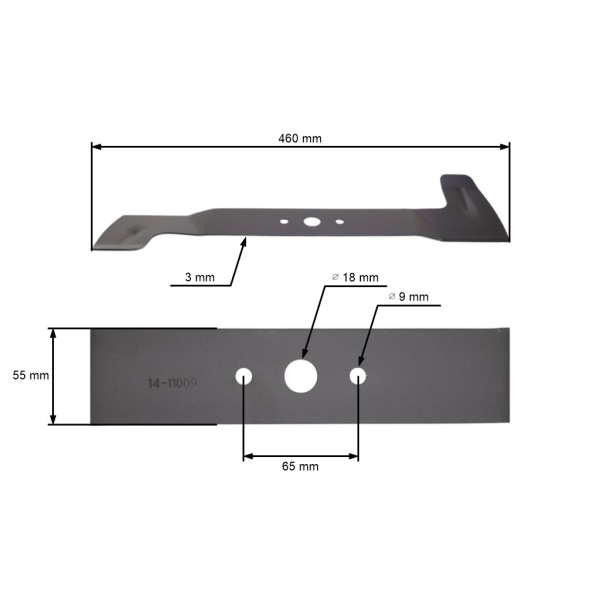 Žací nůž 46 cm (18") levý pro zahradní traktor Castelgarden (OEM SB82004344/0 1136-0458-01)