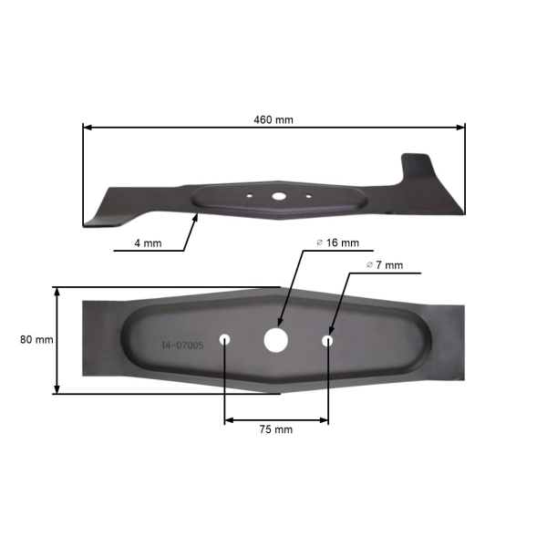 Žací nůž  46 cm (18") levý pro zahradní traktory CEDRUS Challenge AJ 92/16H Oleomac OM92 OM92S (OEM S532050422833)