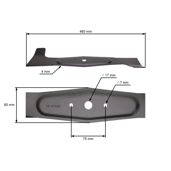 Žací nůž  46 cm (18") pravý pro zahradní traktory CEDRUS Challenge AJ 92/16H Oleomac OM92 OM92S (OEM S532050422833)