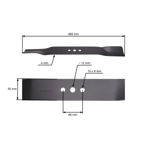 Žací nůž 46 cm (18") pro Čínské motorové sekačky a sekačky z hobbymarketů Hortmasz HKS Master Cut Lider Tryton Hortus Victus (OEM JLXJL46Z04-01-M)