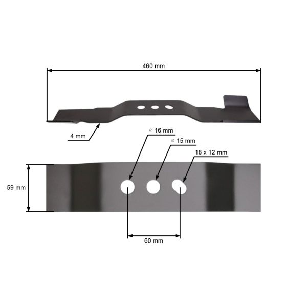 Žací nůž 46 cm (18") se sběrem pro Čínské motorové sekačky a sekačky z hobbymarketů NAC (OEM C460V S460 S460V S460VY)