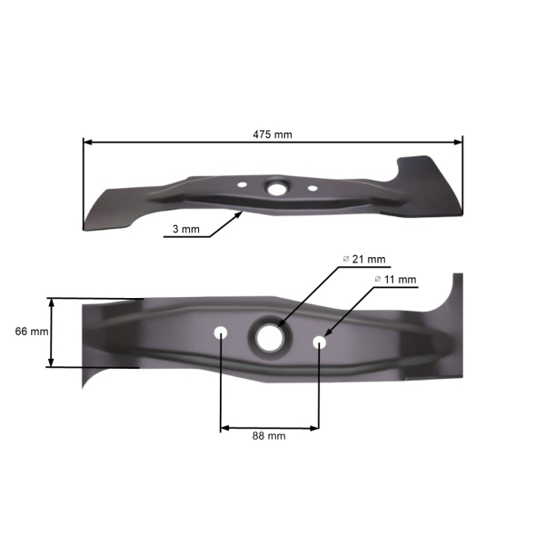 Žací nůž 47,5 cm (18") pro motorové sekačky Honda HRB475 HRB476 HR475 HRG476C (OEM 72511-VEO-741 72511-VEO-740 72511-VE0-N00)