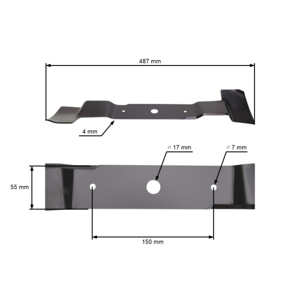 Žací nůž 48,7 cm (19") levý pro zahradní traktory AL-KO Alko (OEM 461742)