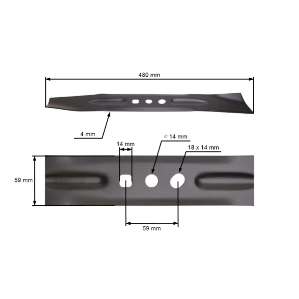 Žací nůž 48 cm (19") pro Čínské motorové sekačky a sekačky z hobbymarketů NAC Krysiak Vega Ursus Hyundai