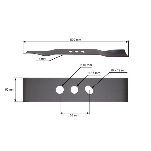 Žací nůž 50 cm (19") pro Čínské motorové sekačky a sekačky z hobbymarketů Nac Cedrus (OEM S510-080S S510-080)