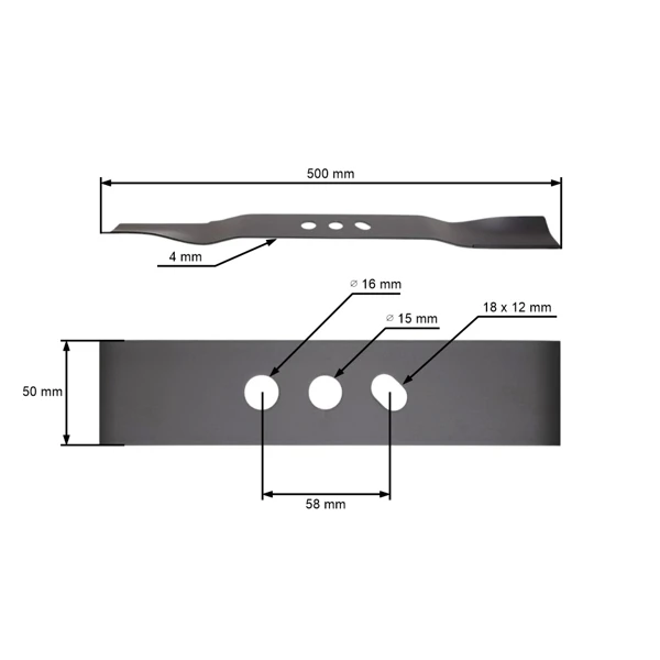 Žací nůž 50 cm (19") pro Čínské motorové sekačky a sekačky z hobbymarketů Nac Cedrus (OEM S510-080S S510-080)