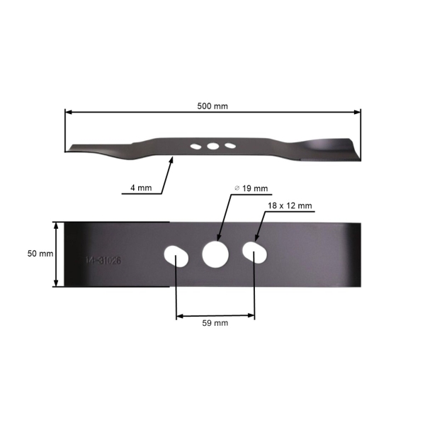 Žací nůž 50 cm (20") pro Čínské motorové sekačky a sekačky z hobbymarketů NAC Einhell Handy (OEM WR-248N 3405760 652020901 65405-000041)