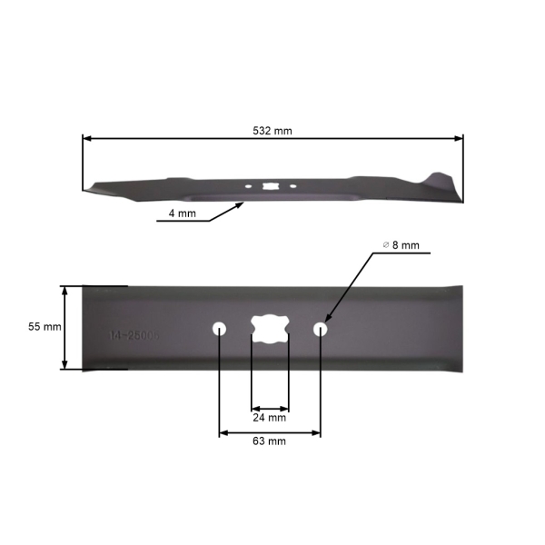 Žací nůž 53,2 cm (21") pro motorové sekačky MTD Yardman White Gutbrod Lawnflite Raiffeisen Topflite (OEM 942-0641 742-064)
