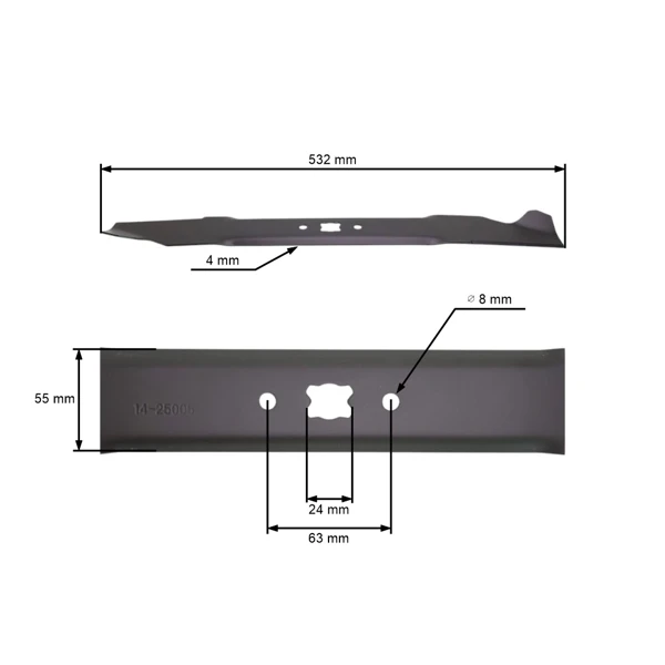 Žací nůž 53,2 cm (21") pro motorové sekačky MTD Yardman White Gutbrod Lawnflite Raiffeisen Topflite (OEM 942-0641 742-064)