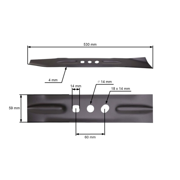 Žací nůž 53 cm (21") pro Čínské motorové sekačky a sekačky z hobbymarketů NAC Krysiak Vega Ursus Hyundai