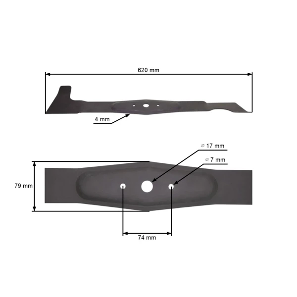 Žací nůž 62 cm (24") pravý pro zahradní traktory Efco EF124 Oleomac OM124 AGS Herkules Axxom Karsit Agrojet (OEM 532050422593 532-050-422-593 532.050.422.593A)