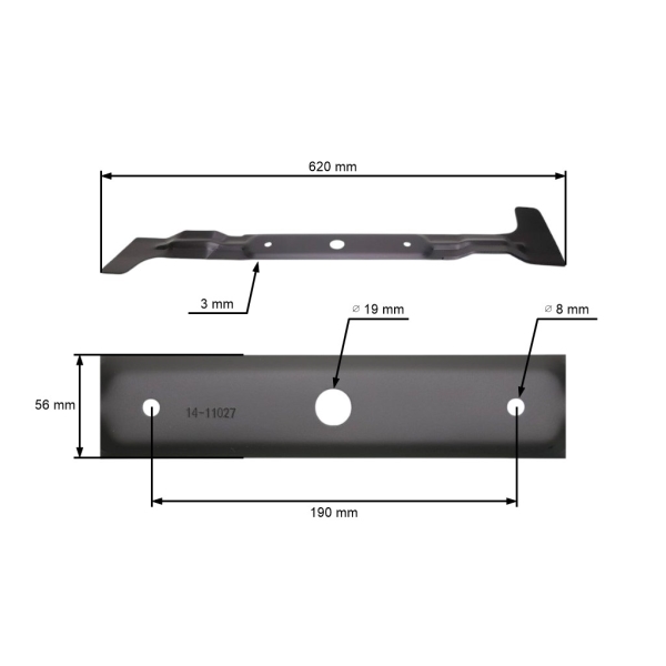 Žací nůž 62 cm (24") pro zahradní traktory Castel Garden Stiga Brill Iseki Varilux Honda Dolmar Viking (OEM 184109501/0 84109501/0 1136-1068-01 1136106801)