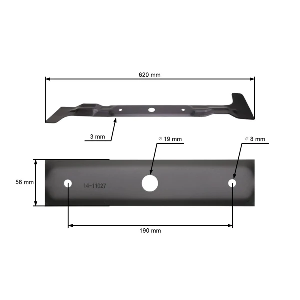 Žací nůž 62 cm (24") pro zahradní traktory Castel Garden Stiga Brill Iseki Varilux Honda Dolmar Viking (OEM 184109501/0 84109501/0 1136-1068-01 1136106801)