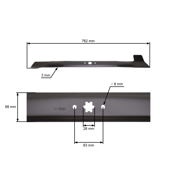 Žací nůž 76,2 cm (30") pro zahradní traktory MTD OLEO-MAC Oleomac Bolens Gutbrod Yard Man Efco Wolf  Brill (OEM 42-04058 942-0609)