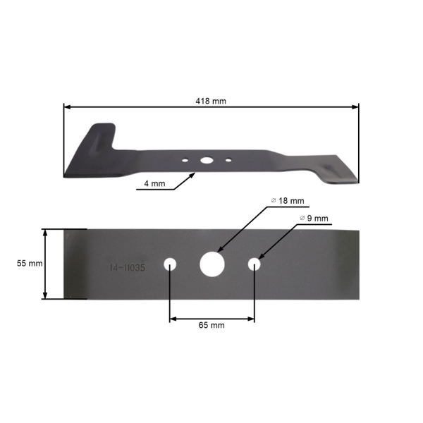 Žací nůž pravý 41,8 cm (17") pro zahradní traktory Castel Garden Alpina Stiga Mountfield (OEM 182004358/0)