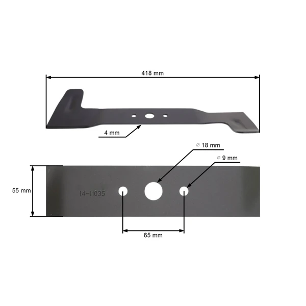 Žací nůž pravý 41,8 cm (17") pro zahradní traktory Castel Garden Alpina Stiga Mountfield (OEM 182004358/0)