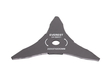 Žací oceľový nôž 3-zubý 255 mm x 20,0 mm x 3,0 mm pre krovinorezy a vyžínače